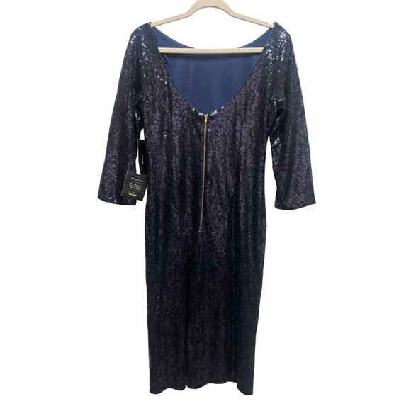 Lulu's NWT Let's Dance Navy Blue Sequin Bodycon Midi Dress - Picture 7 of 9
